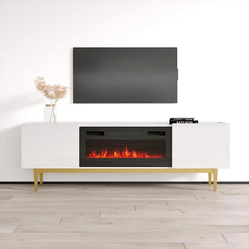Soporte para TV con chimenea eléctrica, llama ajustable y control remoto