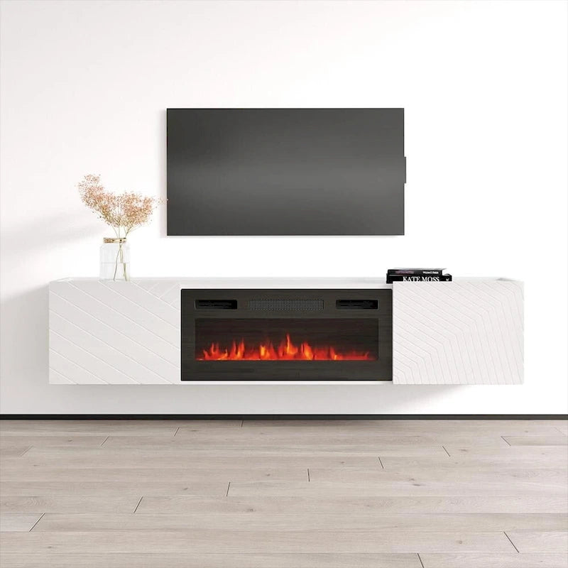 Soporte para TV con chimenea eléctrica, llama ajustable y control remoto