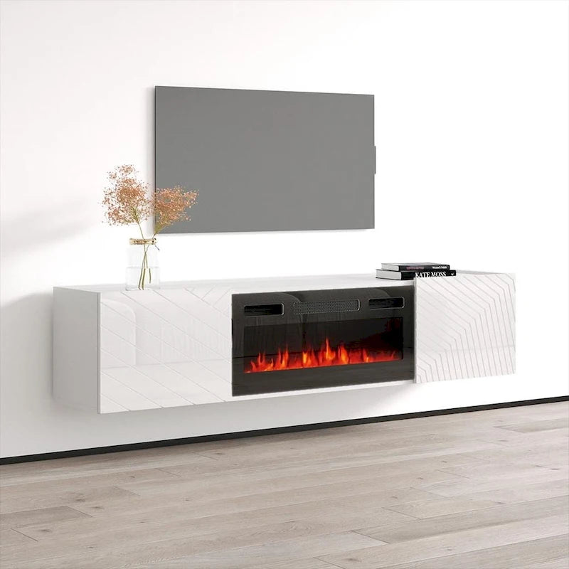 Soporte para TV con chimenea eléctrica, llama ajustable y control remoto