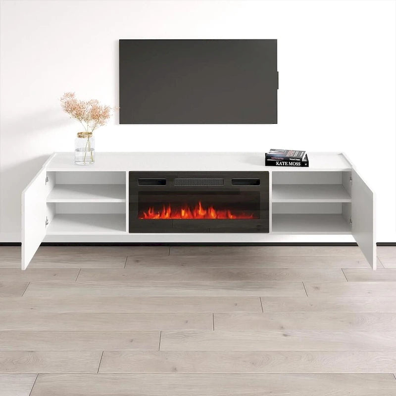 Soporte para TV con chimenea eléctrica, llama ajustable y control remoto