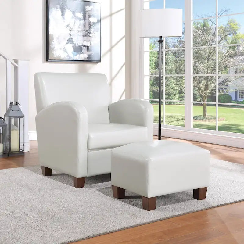 Sillón Aiden con otomana y patas color espresso