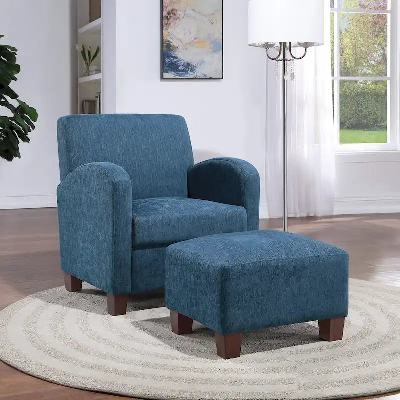 Sillón Aiden con otomana y patas color espresso