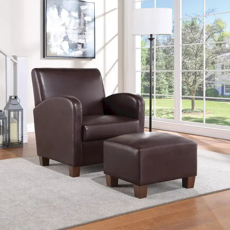 Sillón Aiden con otomana y patas color espresso