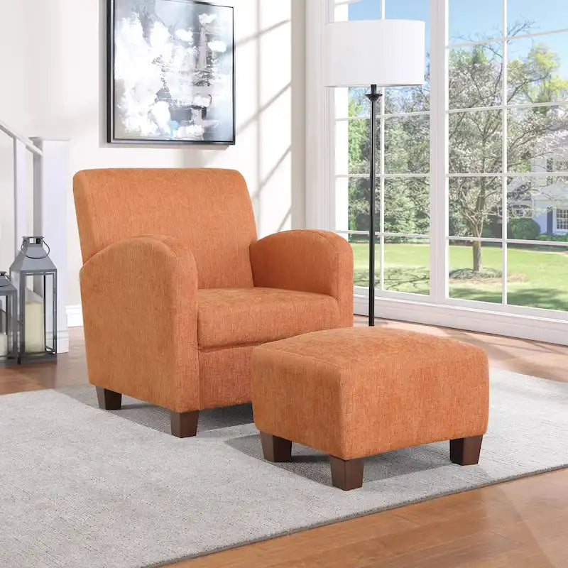 Sillón Aiden con otomana y patas color espresso