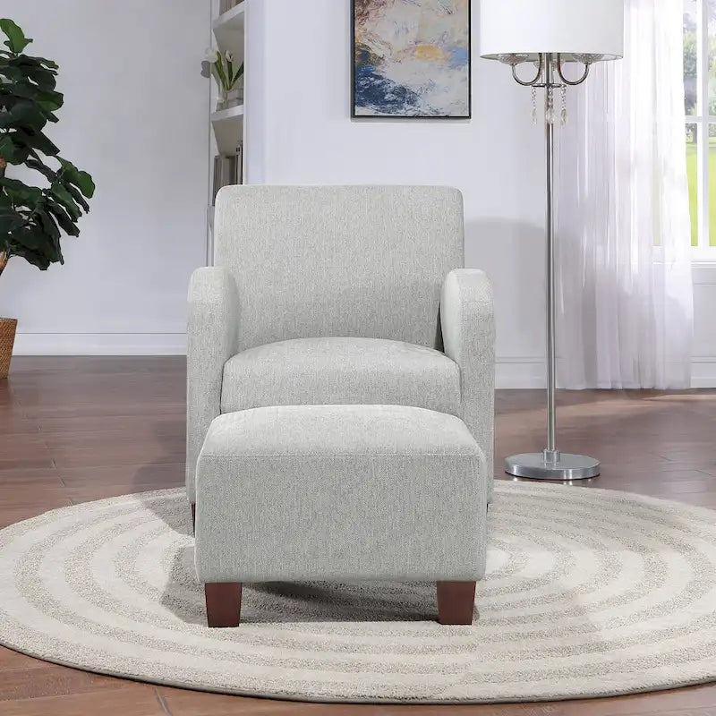Sillón Aiden con otomana y patas color espresso