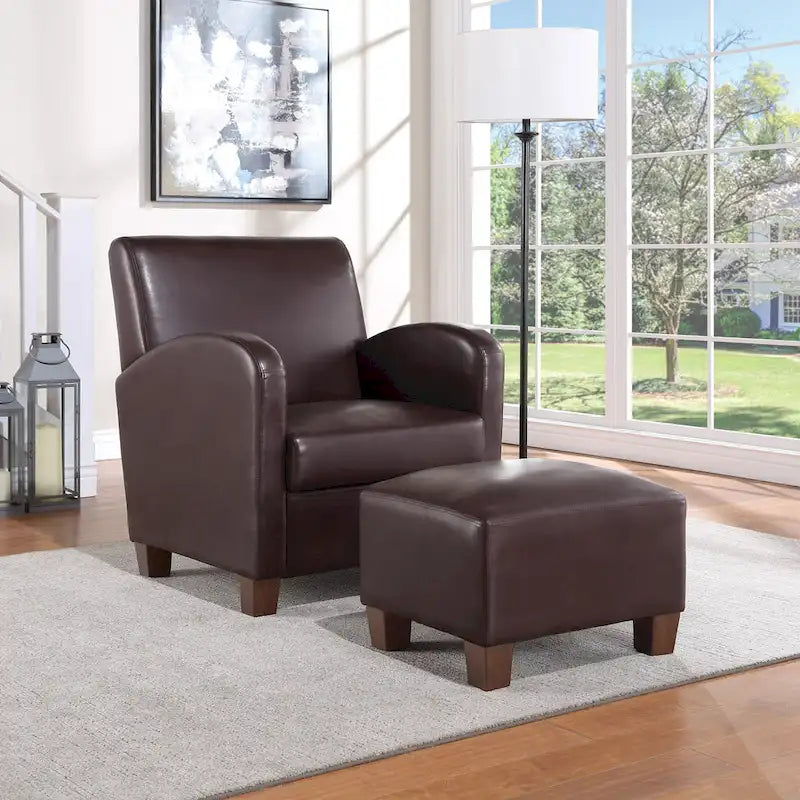 Sillón Aiden con otomana y patas color espresso