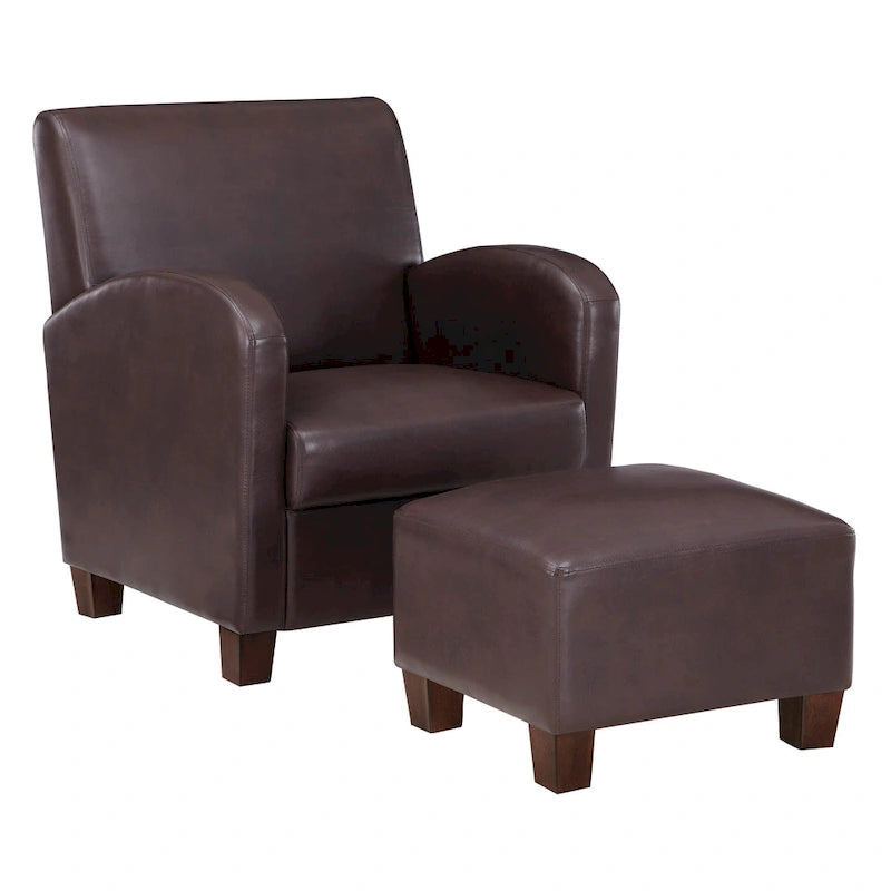 Sillón Aiden con otomana y patas color espresso