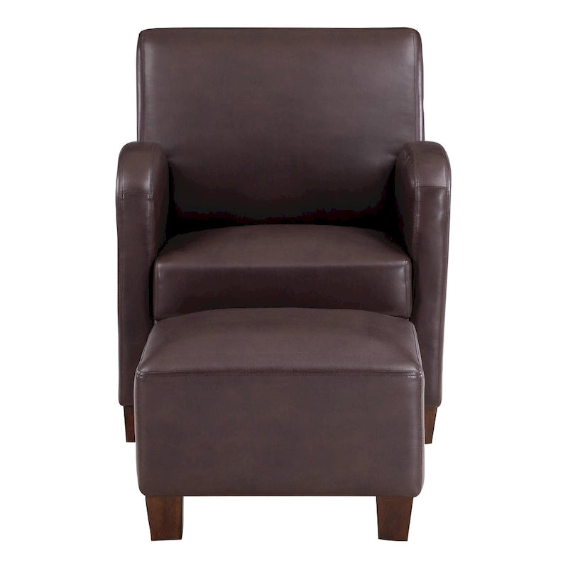 Sillón Aiden con otomana y patas color espresso