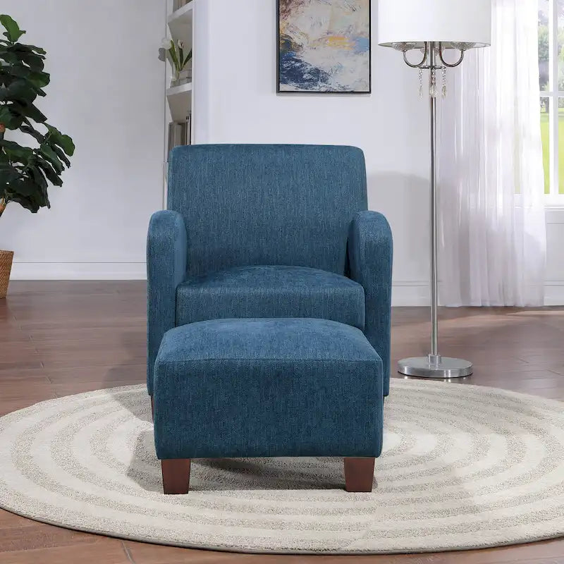 Sillón Aiden con otomana y patas color espresso