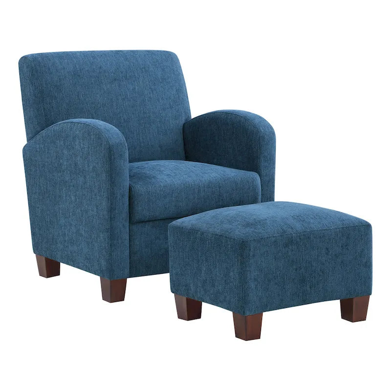 Sillón Aiden con otomana y patas color espresso