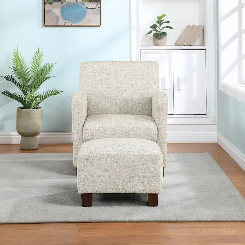 Sillón Aiden con otomana y patas color espresso