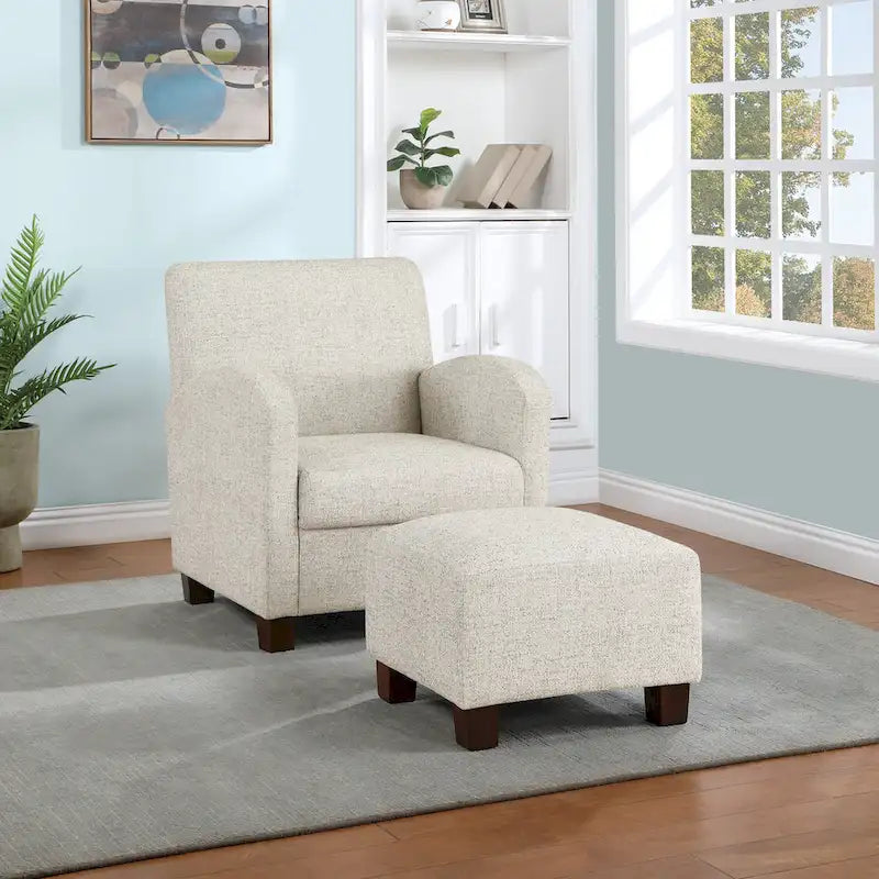 Sillón Aiden con otomana y patas color espresso