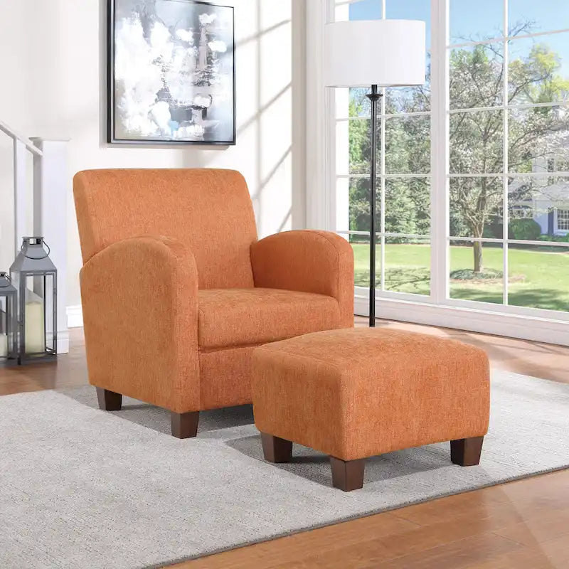 Sillón Aiden con otomana y patas color espresso