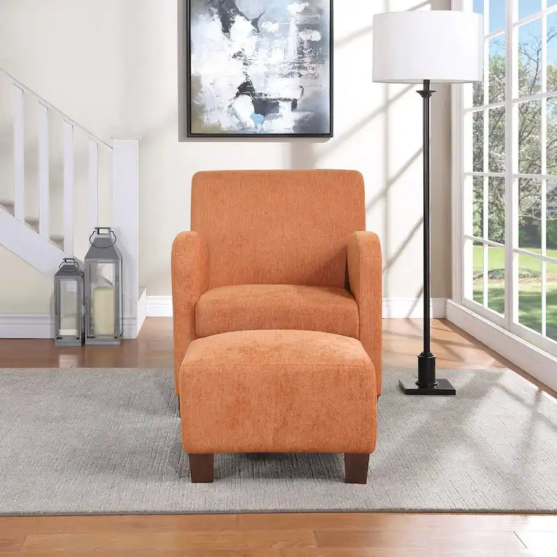 Sillón Aiden con otomana y patas color espresso