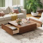 Mesa de centro moderna de mediados de sigloMesa de centro minimalista de chapa de madera con almacenamiento para sala de estar, completamente montada