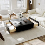 Mesa de centro moderna de mediados de sigloMesa de centro minimalista de chapa de madera con almacenamiento para sala de estar, completamente montada