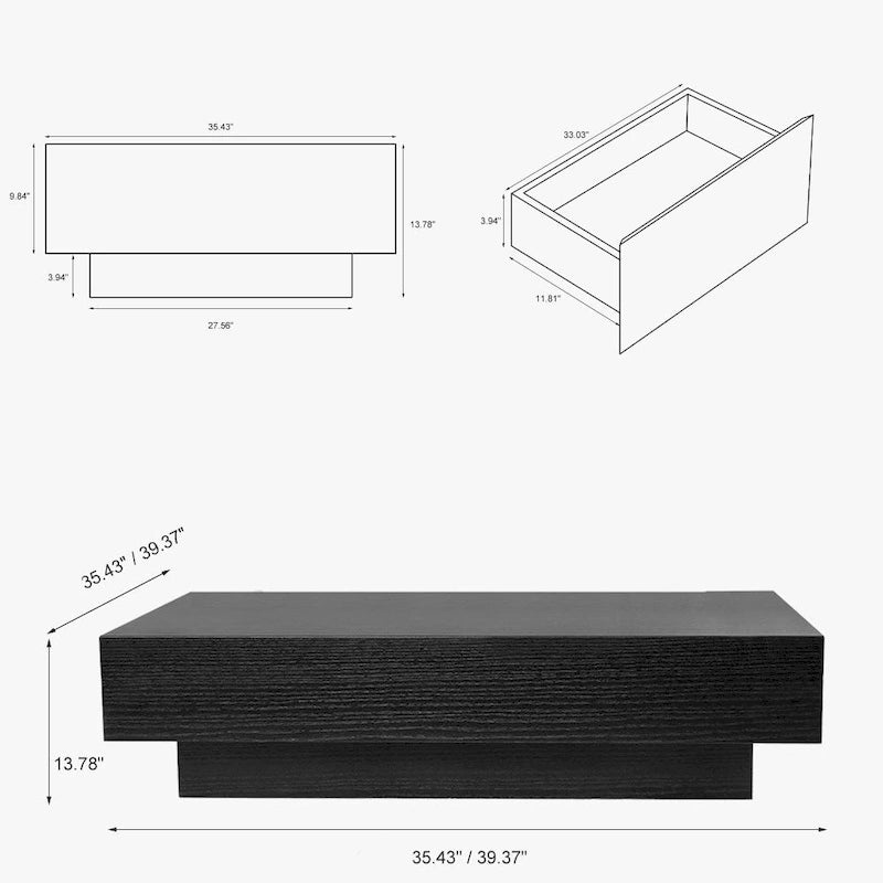 Mesa de centro moderna de mediados de sigloMesa de centro minimalista de chapa de madera con almacenamiento para sala de estar, completamente montada