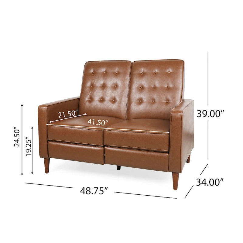Sofá reclinable biplaza tapizado con sistema pushback