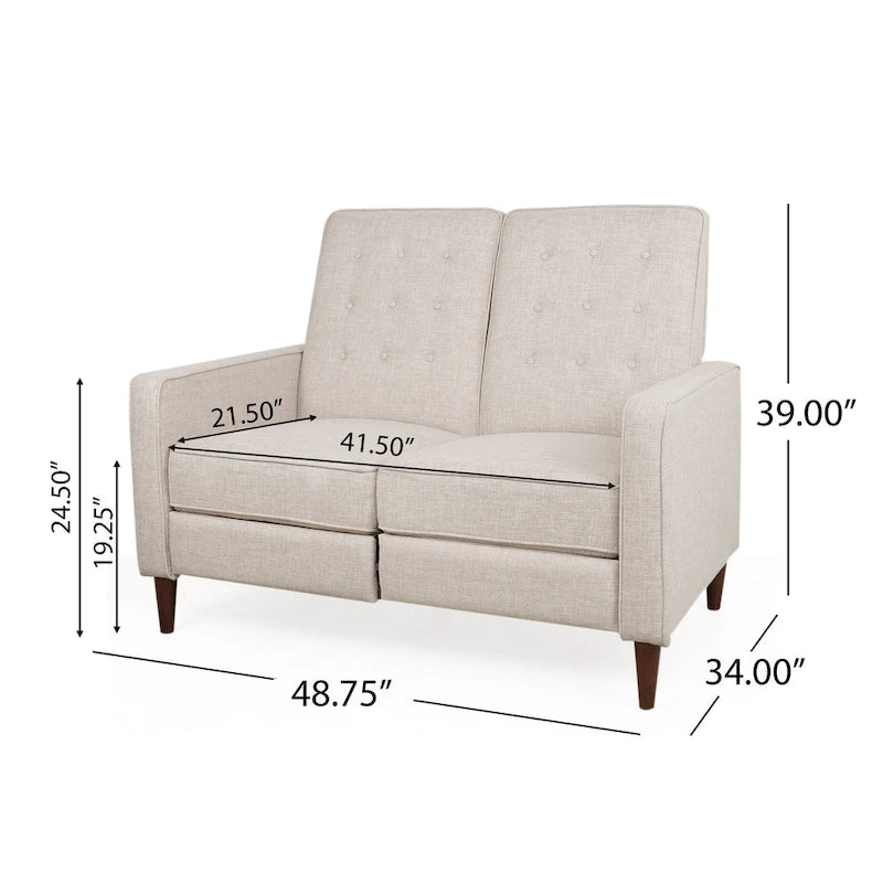 Sofá reclinable biplaza tapizado con sistema pushback