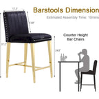 Taburetes de Bar Altura Mostrador Sillas de Bar para Isla con Patas de Acero Inoxidable Doradas