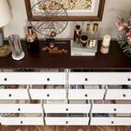 Cómoda versátil de madera maciza con 12 cajones - Cómoda marrón y blanca