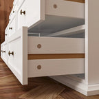 Cómoda versátil de madera maciza con 12 cajones - Cómoda marrón y blanca