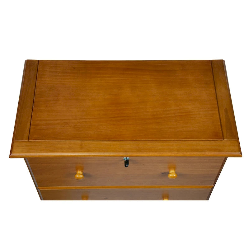 Cómoda de 5 cajones grandes de madera maciza 100 % con cerradura