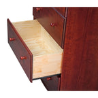 Cómoda de 5 cajones grandes de madera maciza 100 % con cerradura