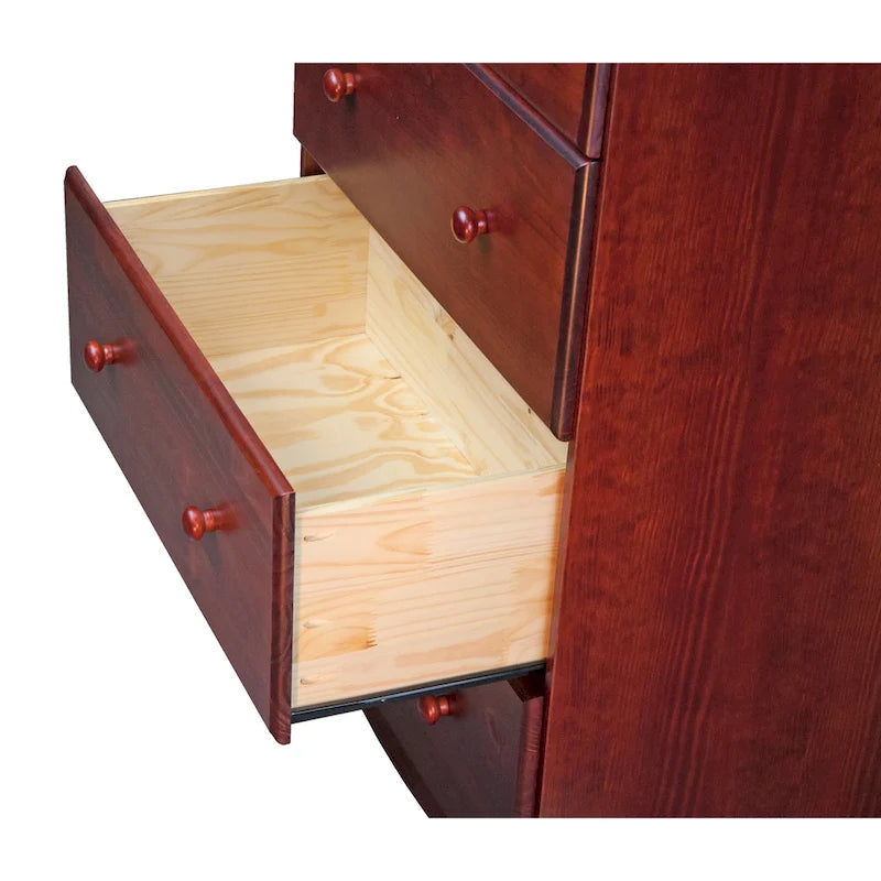 Cómoda de 5 cajones grandes de madera maciza 100 % con cerradura