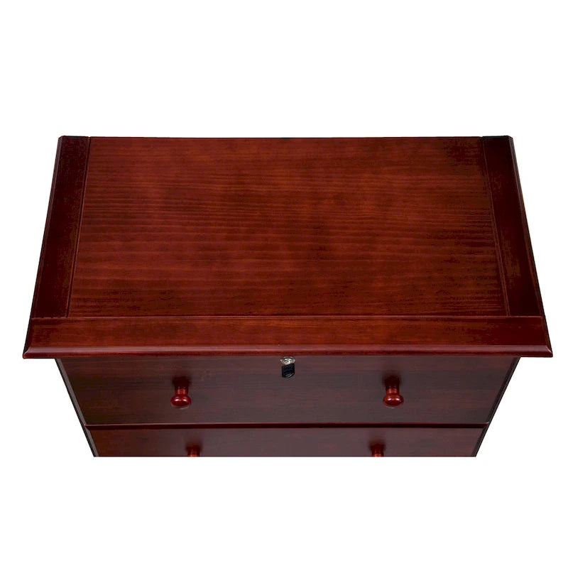 Cómoda de 5 cajones grandes de madera maciza 100 % con cerradura