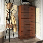 Cómoda de 5 cajones grandes de madera maciza 100 % con cerradura