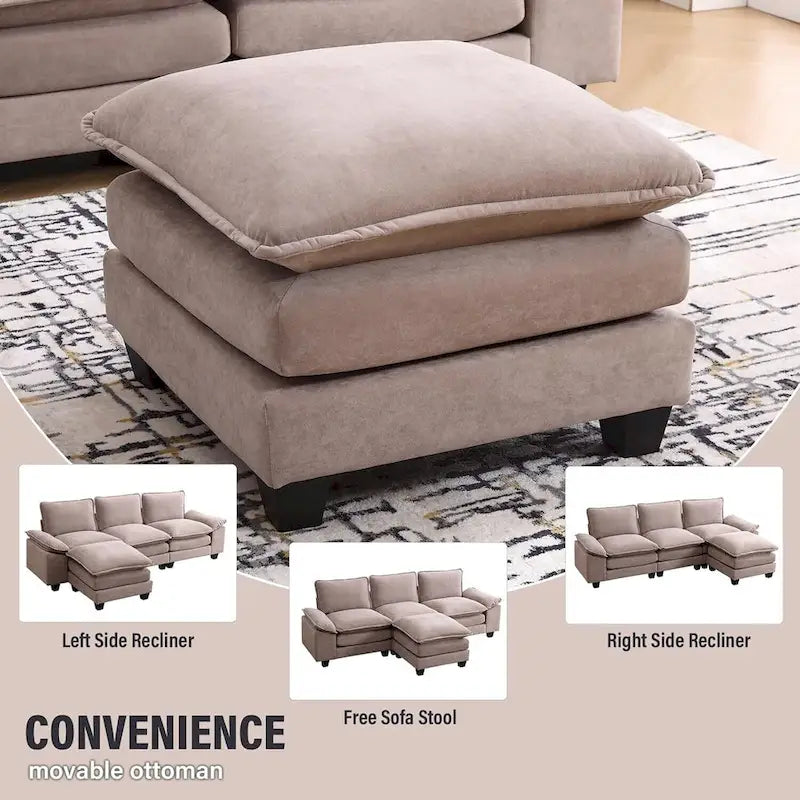 25.2 Sofá modular de tres plazas con asiento profundo y diseño en L para sala de estar