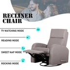 Sillón reclinable giratorio y balancín 360° con microfibra resistente a las manchas