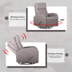 Sillón reclinable giratorio y balancín 360° con microfibra resistente a las manchas