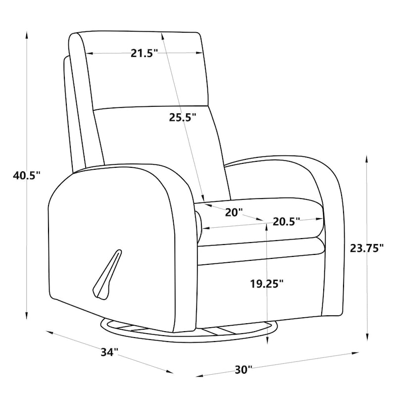Sillón reclinable giratorio y balancín 360° con microfibra resistente a las manchas