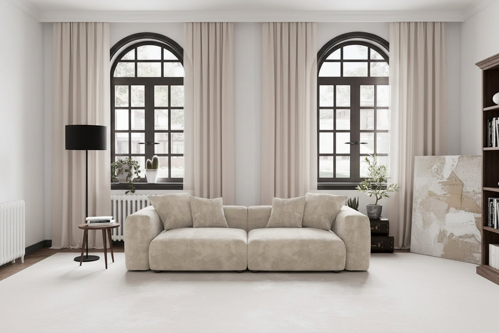 Modern Corduroy Fabric Loveseats Sofa Lounger Sleep Sectional Couch