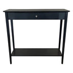 Mesa Consola de Bambú Macizo de 2 Niveles con Cajón