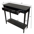 Mesa Consola de Bambú Macizo de 2 Niveles con Cajón
