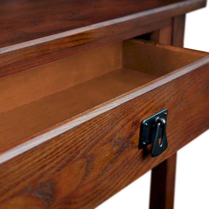 Consola estrecha de madera maciza estilo Misión para recibidor