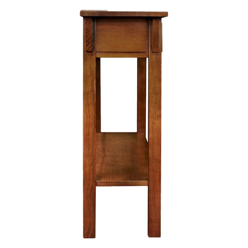 Consola estrecha de madera maciza estilo Misión para recibidor