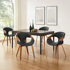 Silla de comedor de madera curvada con piel sintética estilo Mid-Century Modern