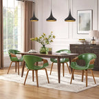 Silla de comedor de madera curvada con piel sintética estilo Mid-Century Modern