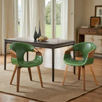 Silla de comedor de madera curvada con piel sintética estilo Mid-Century Modern