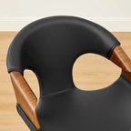 Silla de comedor de madera curvada con piel sintética estilo Mid-Century Modern