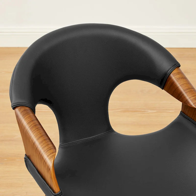 Silla de comedor de madera curvada con piel sintética estilo Mid-Century Modern