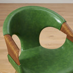 Silla de comedor de madera curvada con piel sintética estilo Mid-Century Modern