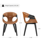 Silla de comedor de madera curvada con piel sintética estilo Mid-Century Modern