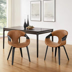 Silla de comedor de madera curvada con piel sintética estilo Mid-Century Modern