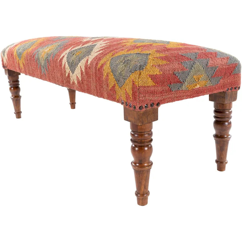 Banco decorativo Southwestern de yute tapizado
