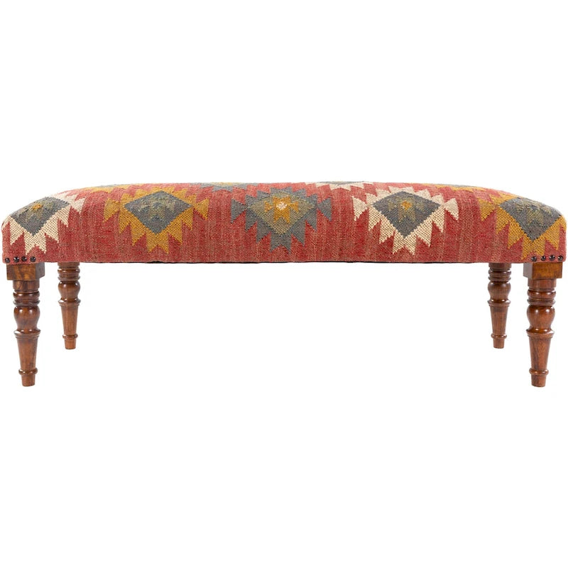 Banco decorativo Southwestern de yute tapizado